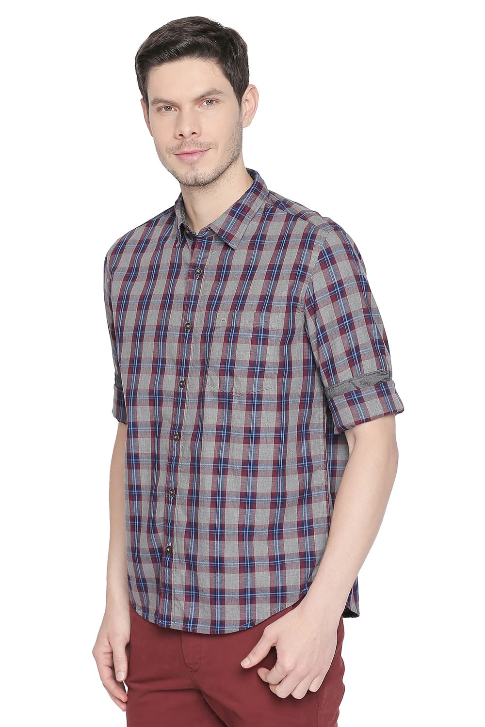 BASICS SLIM FIT CHECKS SHIRT