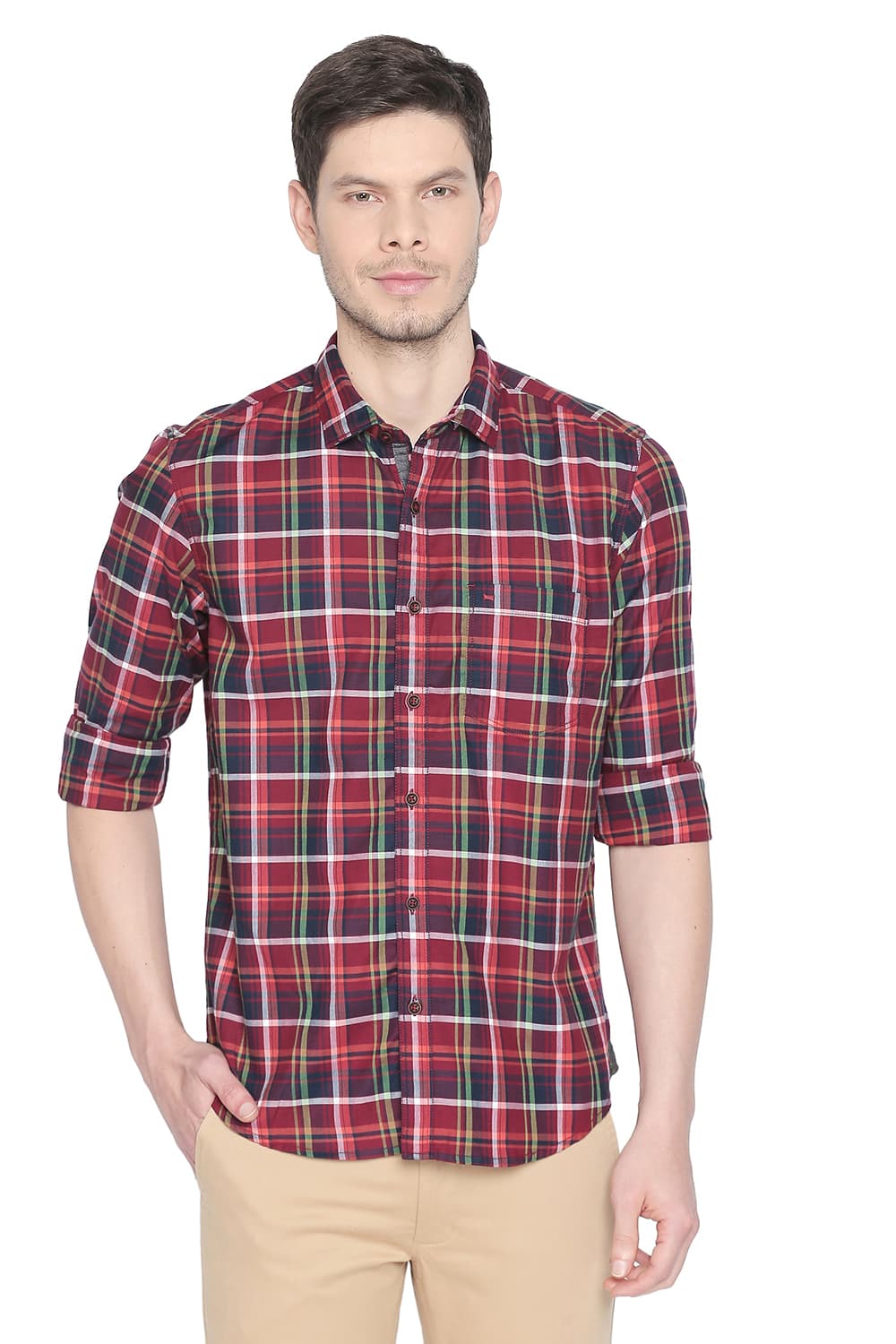 BASICS SLIM FIT CHECKS SHIRT