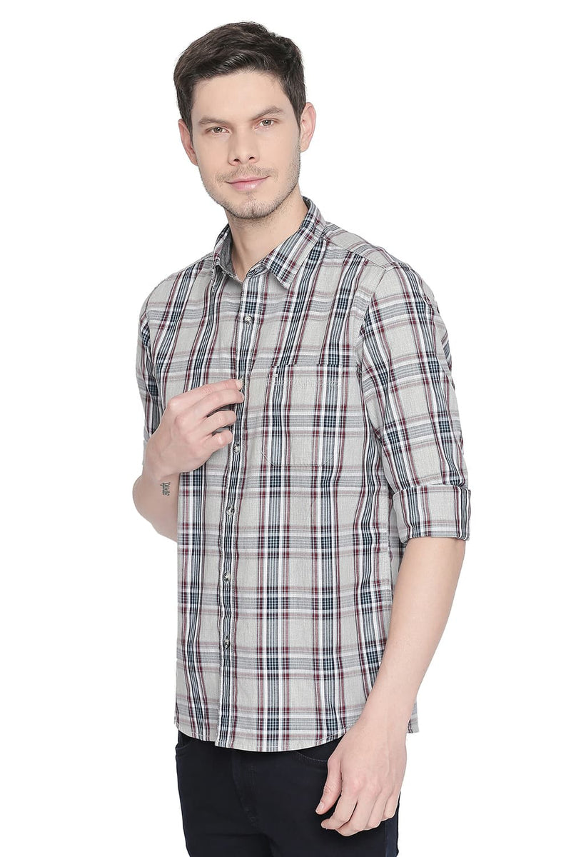 BASICS SLIM FIT CHECKS SHIRT