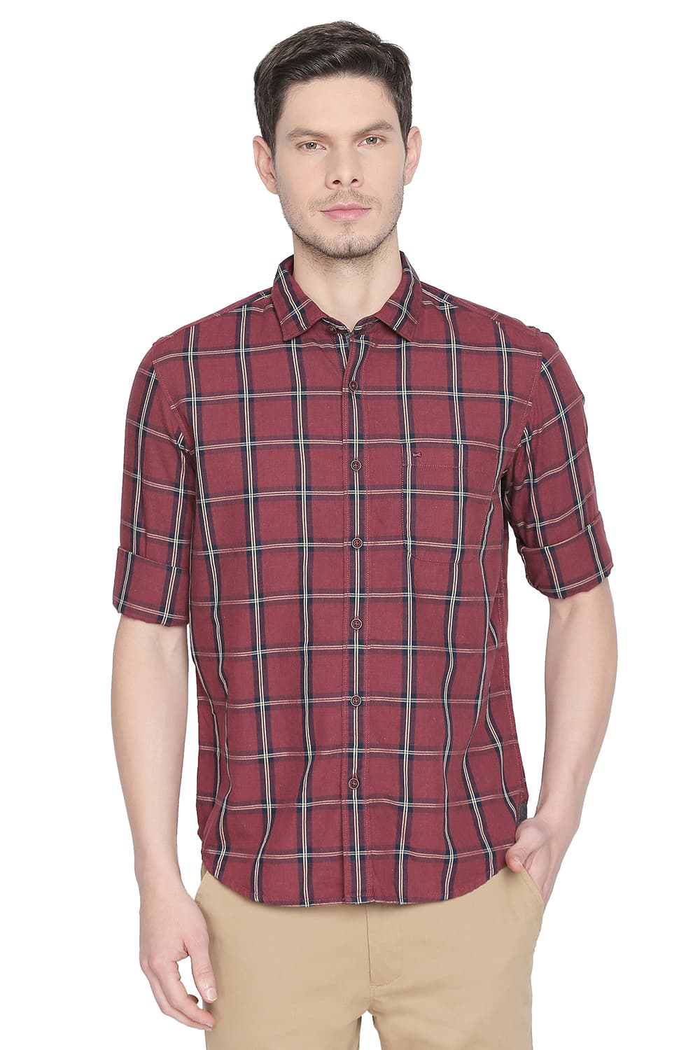 BASICS SLIM FIT CHECKS SHIRT