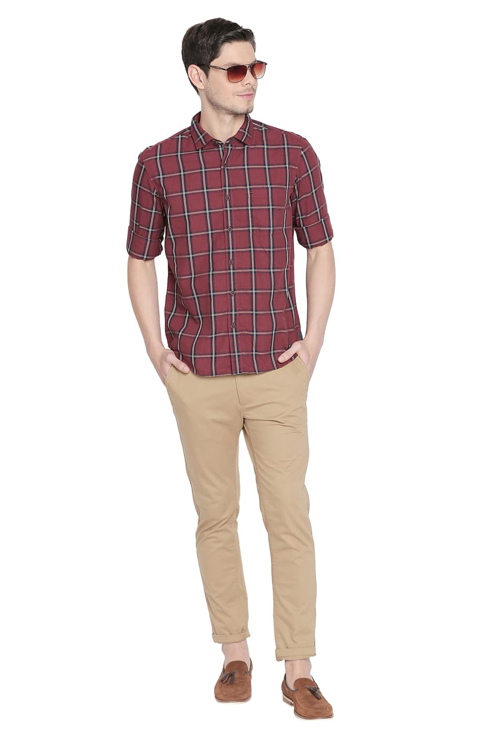 BASICS SLIM FIT CHECKS SHIRT