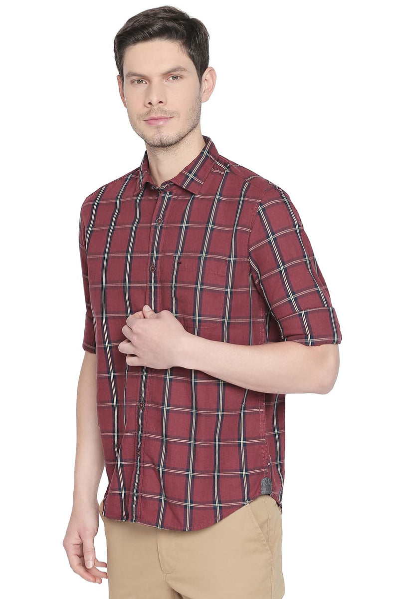 BASICS SLIM FIT CHECKS SHIRT