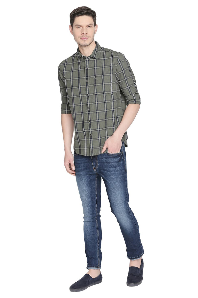 BASICS SLIM FIT CHECKS SHIRT