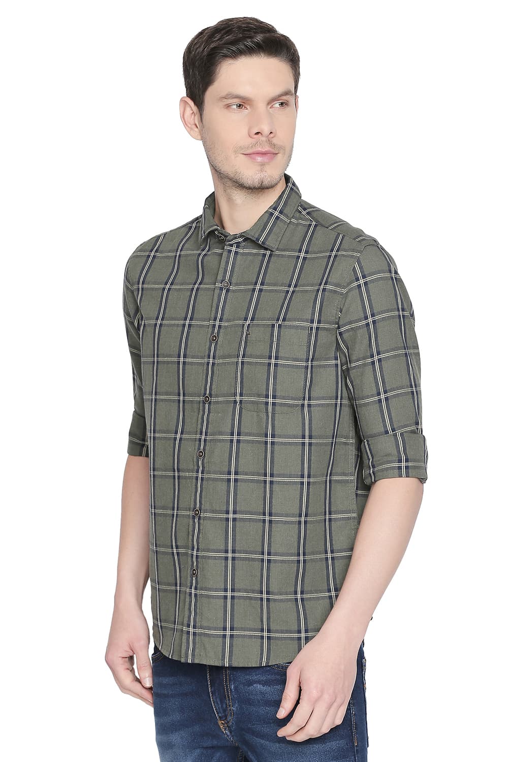 BASICS SLIM FIT CHECKS SHIRT