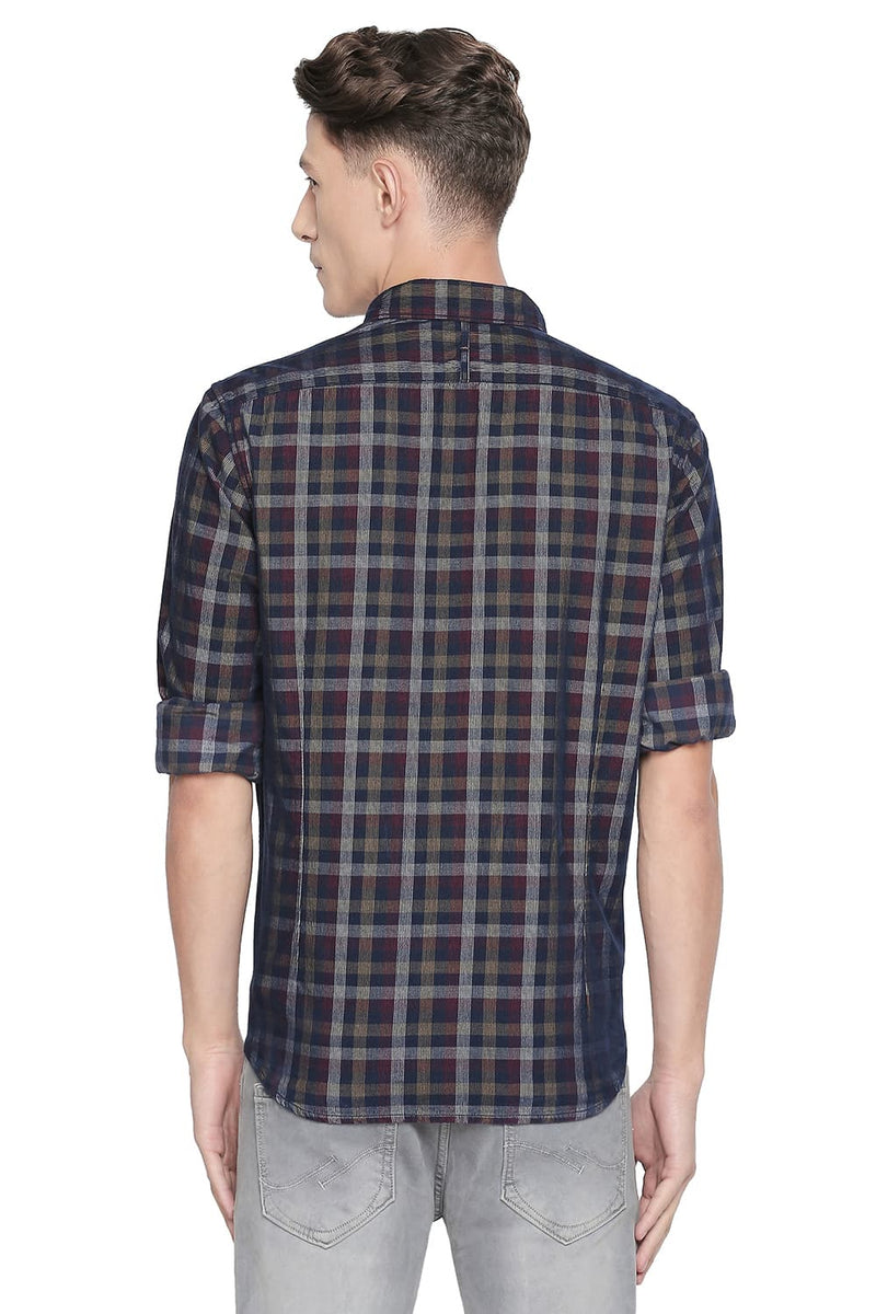 BASICS SLIM FIT CORDUROY CHECKS SHIRT