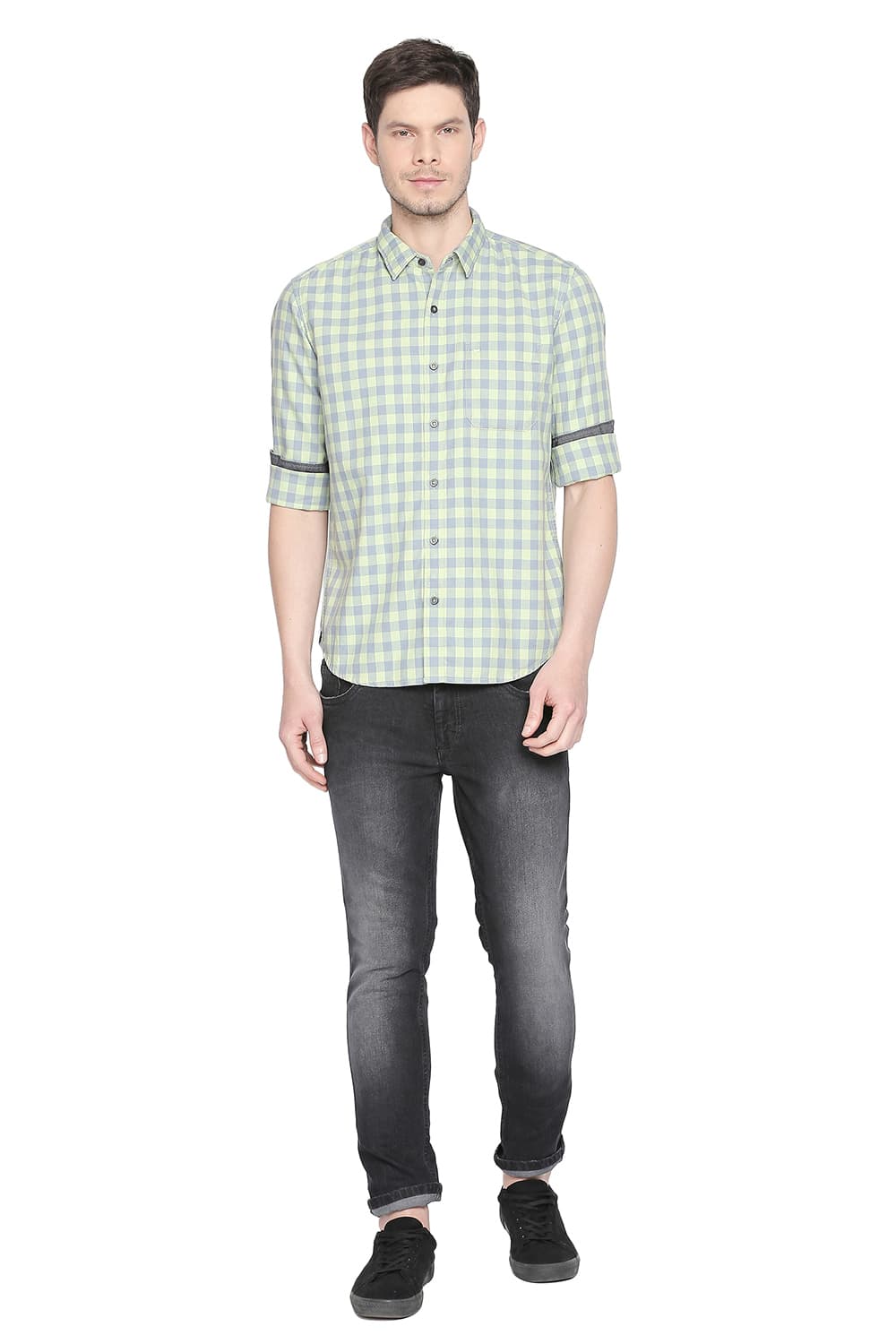 BASICS SLIM FIT CHECKS SHIRT