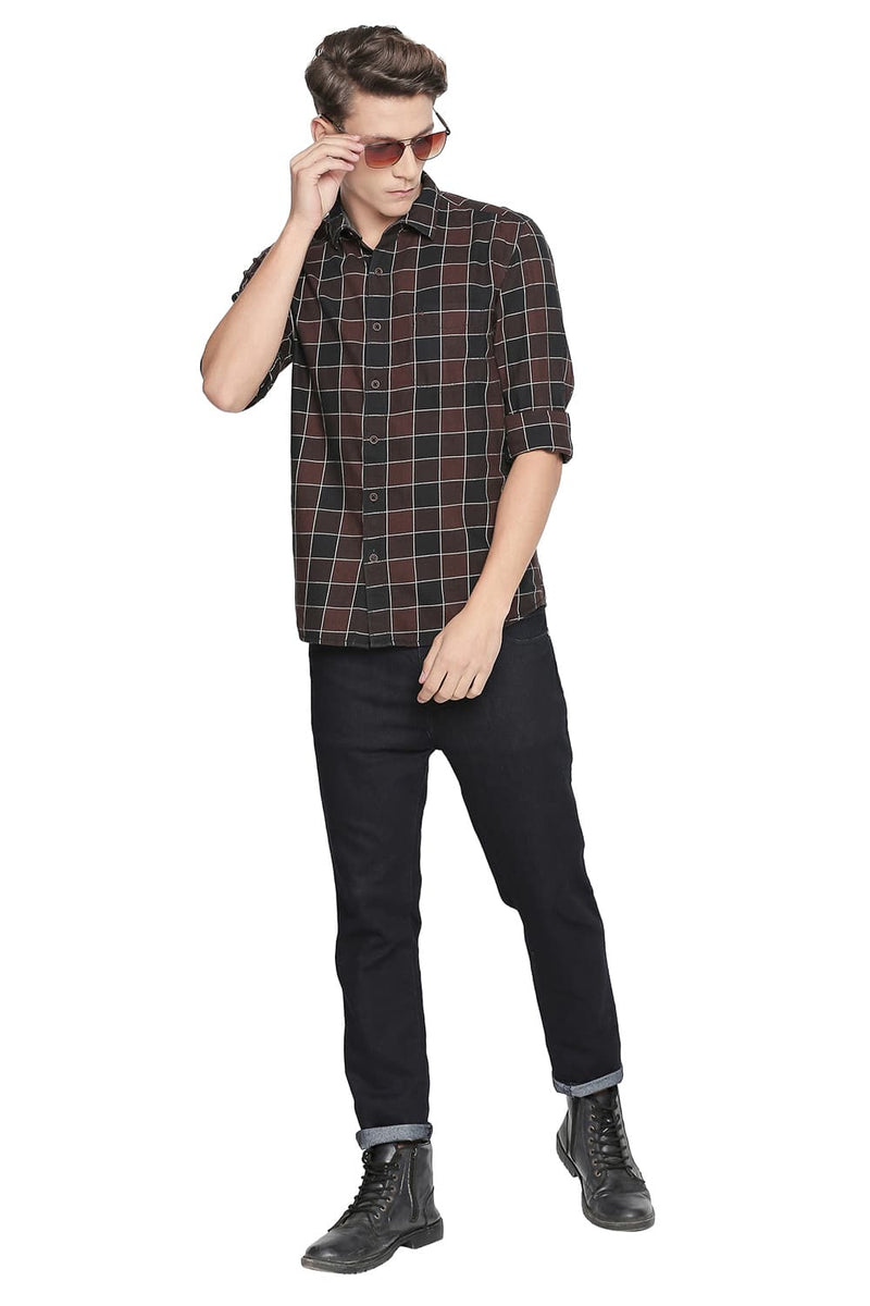 BASICS SLIM FIT CHECKS SHIRT