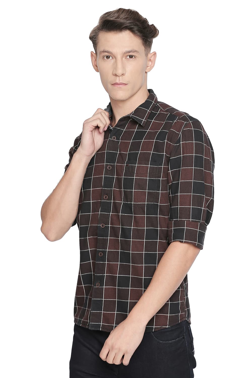 BASICS SLIM FIT CHECKS SHIRT