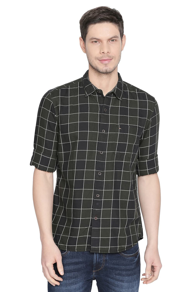 BASICS SLIM FIT CHECKS SHIRT