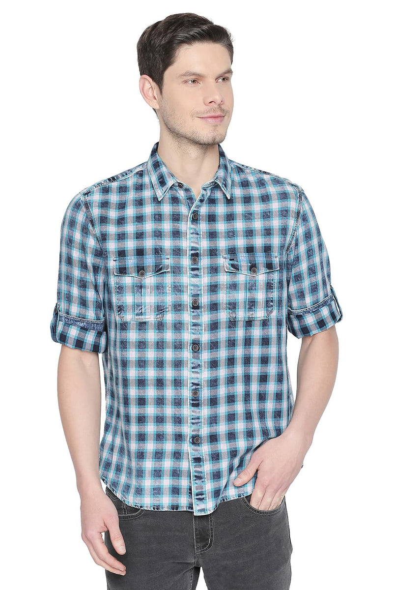 BASICS SLIM FIT CHECKS SHIRT