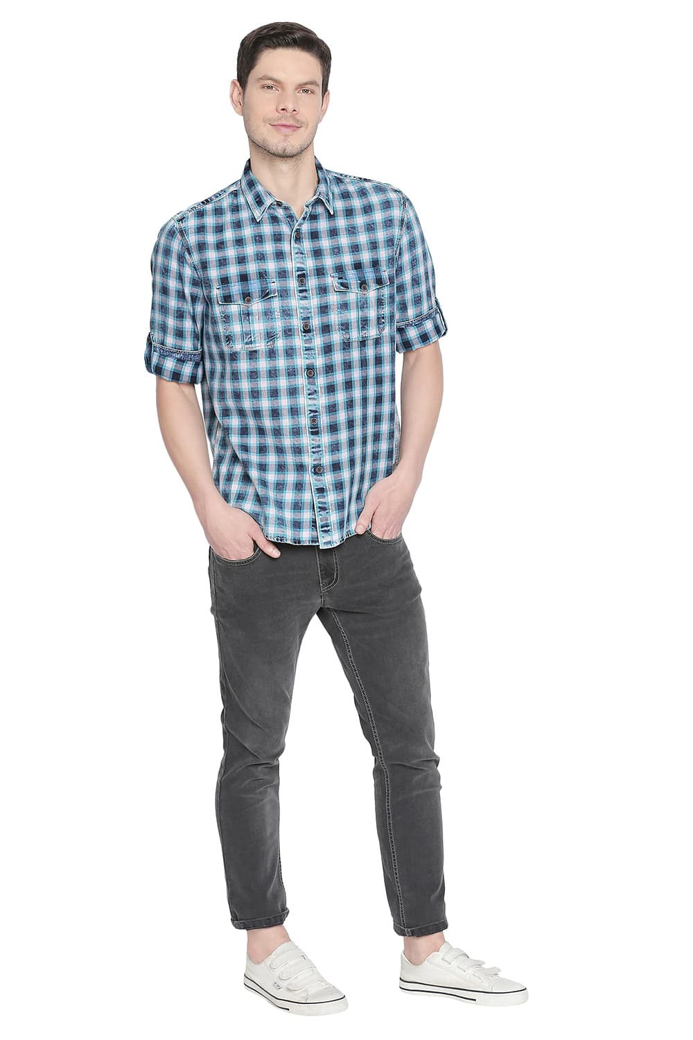 BASICS SLIM FIT CHECKS SHIRT