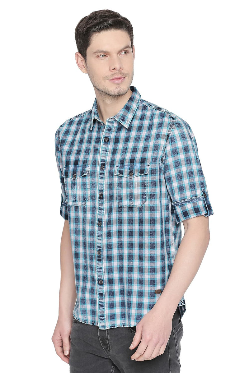 BASICS SLIM FIT CHECKS SHIRT