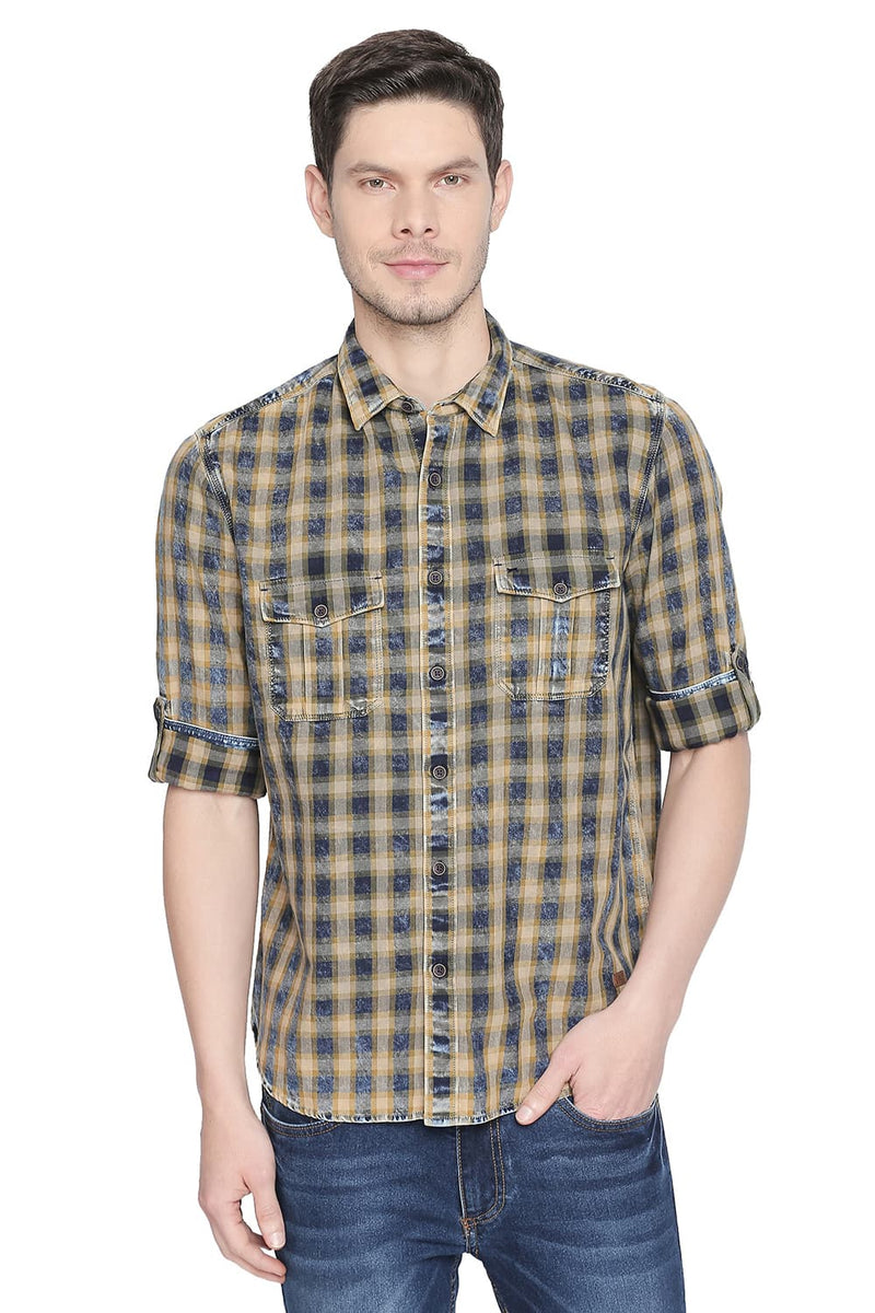 BASICS SLIM FIT CHECKS SHIRT