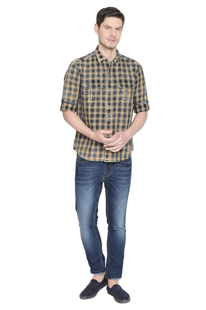 BASICS SLIM FIT CHECKS SHIRT