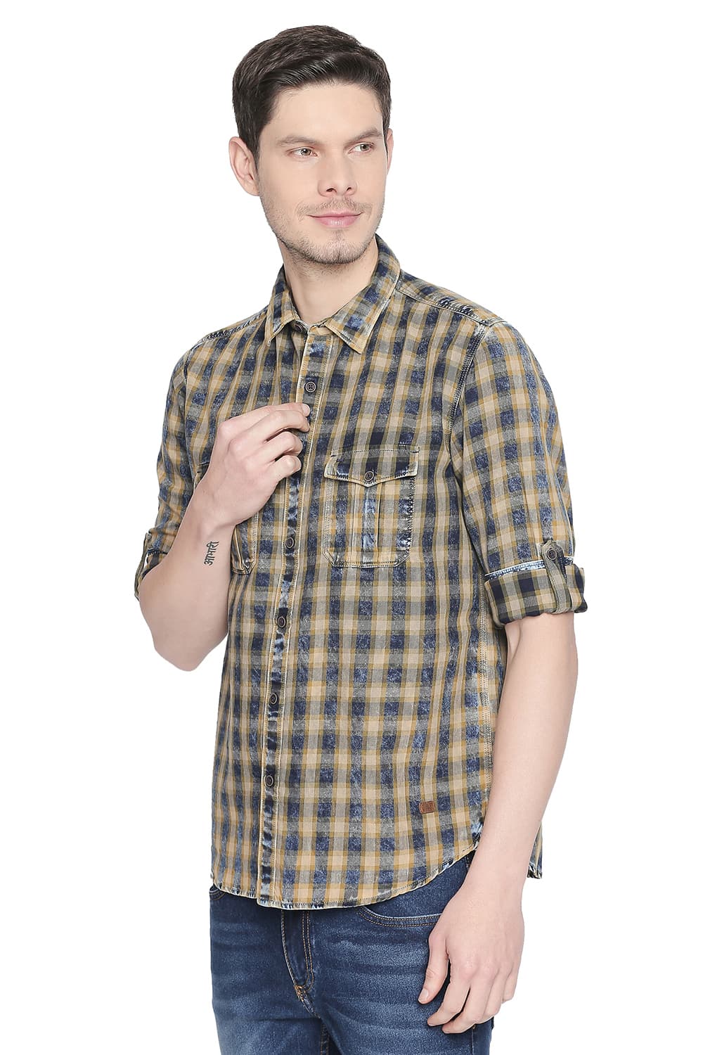 BASICS SLIM FIT CHECKS SHIRT