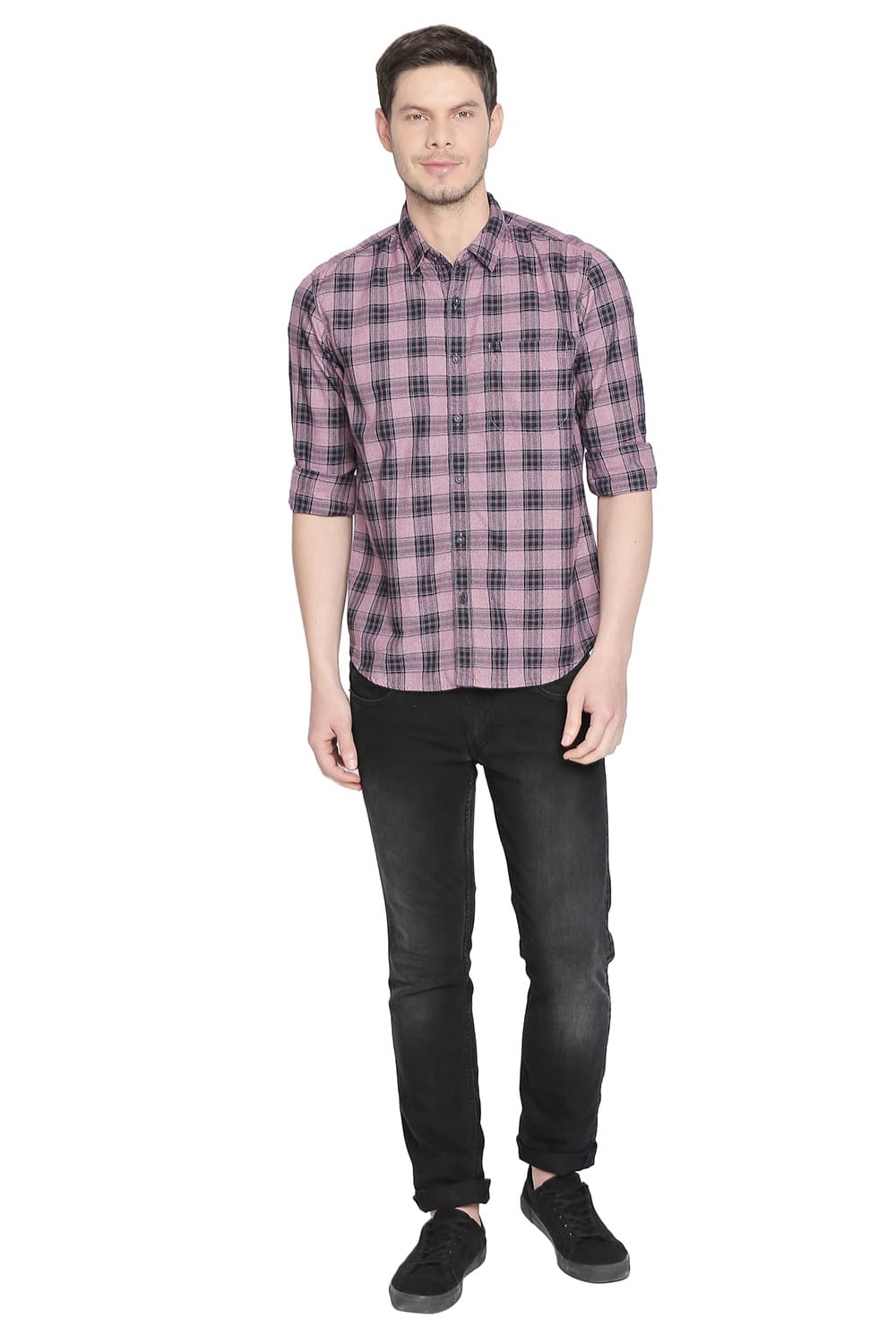 BASICS SLIM FIT CHECKS SHIRT