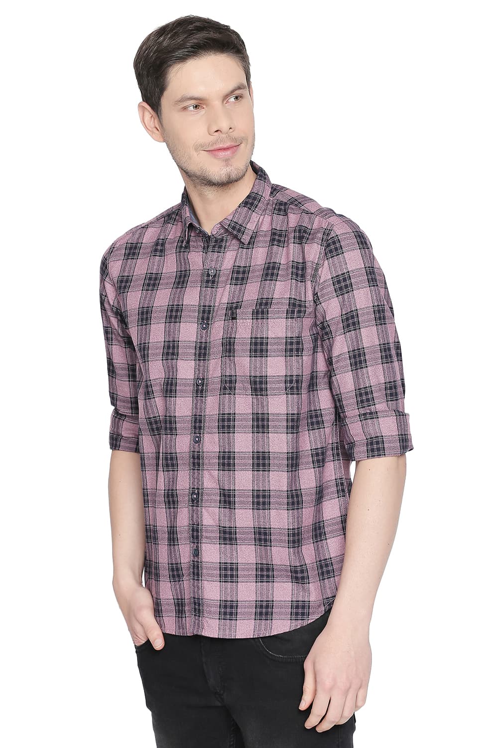 BASICS SLIM FIT CHECKS SHIRT