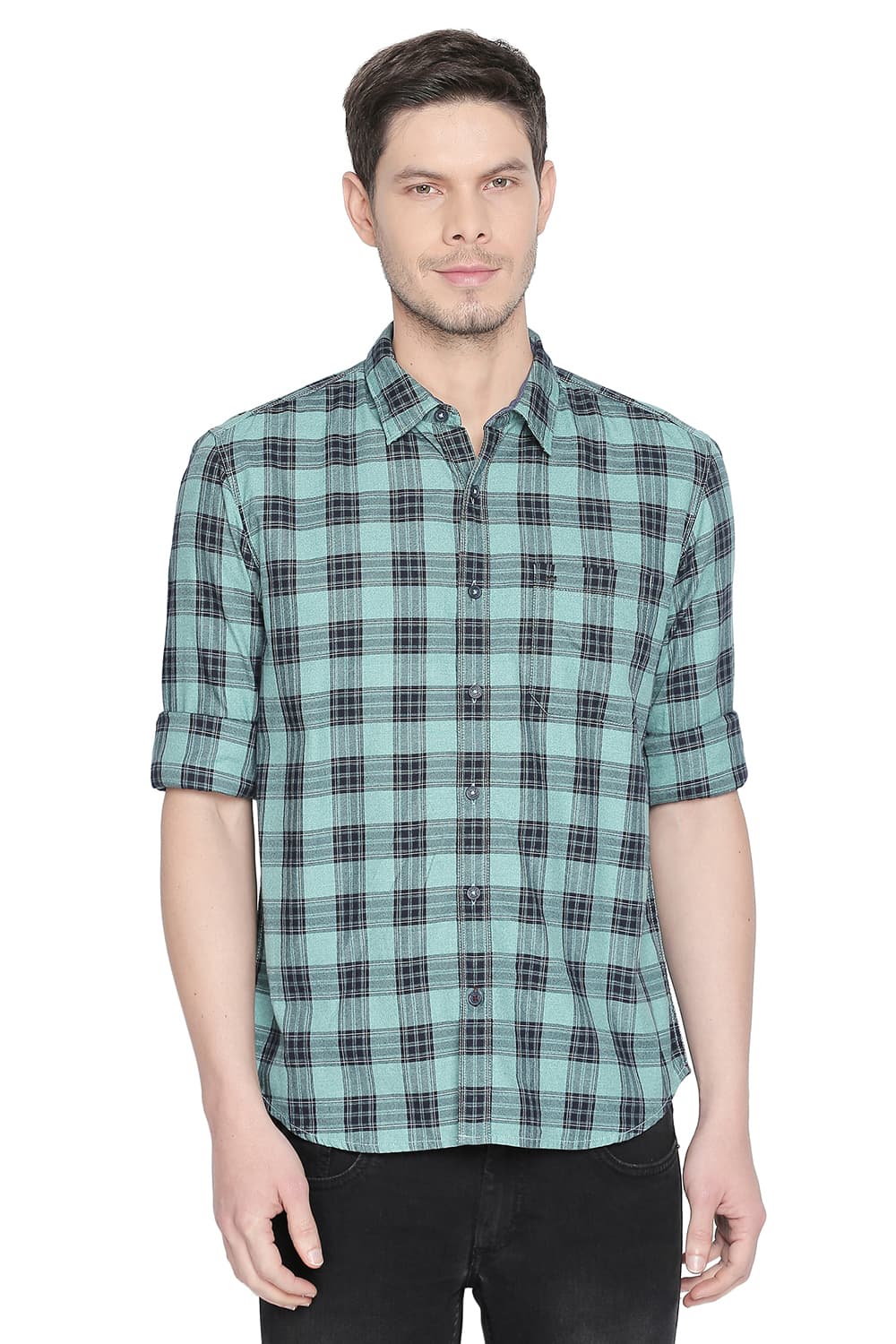 BASICS SLIM FIT CHECKS SHIRT