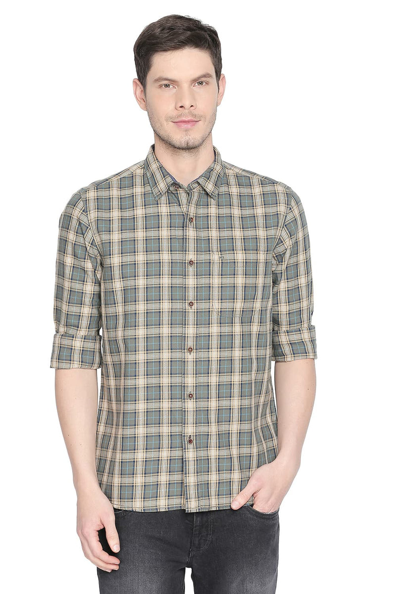 BASICS SLIM FIT CHECKS SHIRT