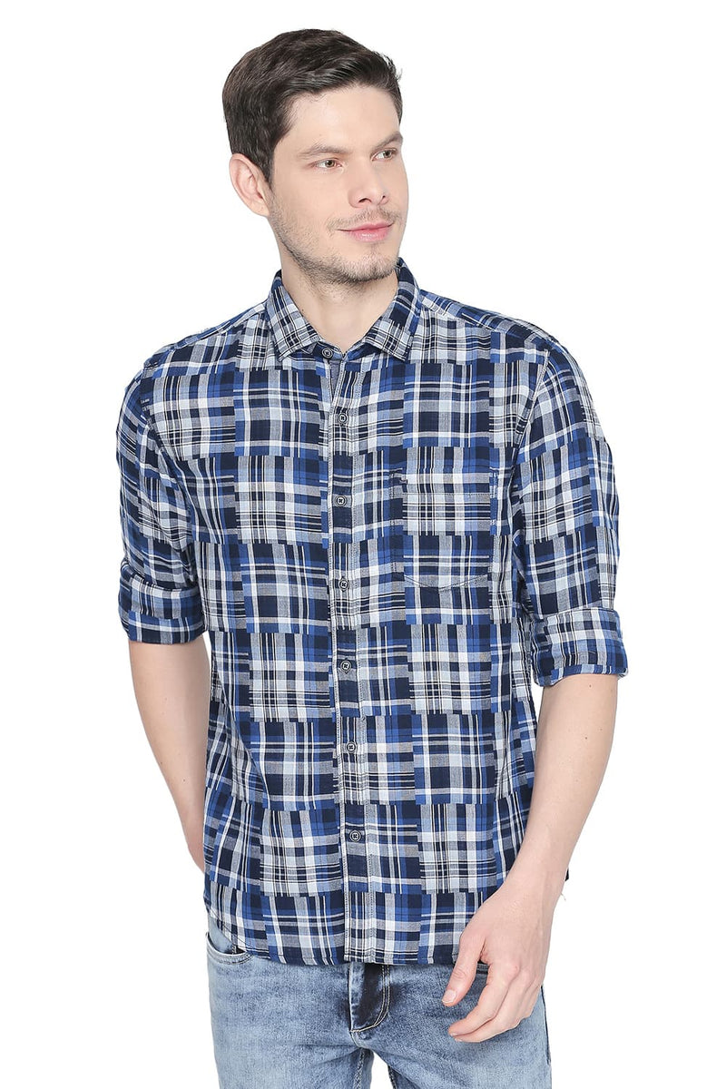 BASICS SLIM FIT CHECKS SHIRT