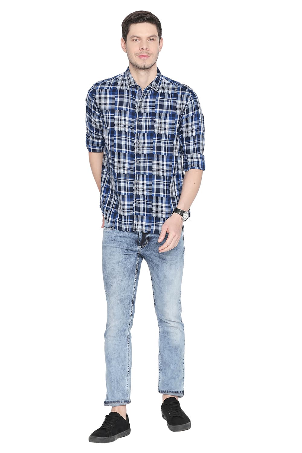 BASICS SLIM FIT CHECKS SHIRT