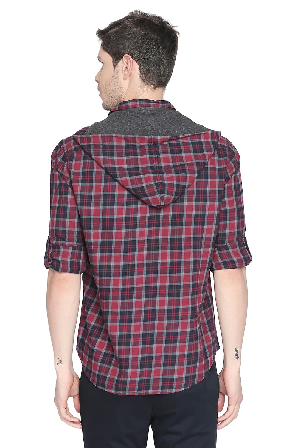 BASICS SLIM FIT TWILL CHECKS SHIRT