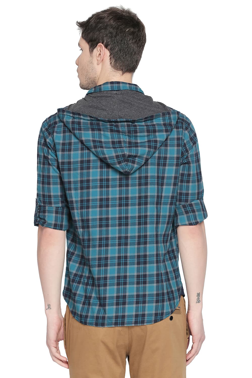 BASICS SLIM FIT TWILL CHECKS SHIRT