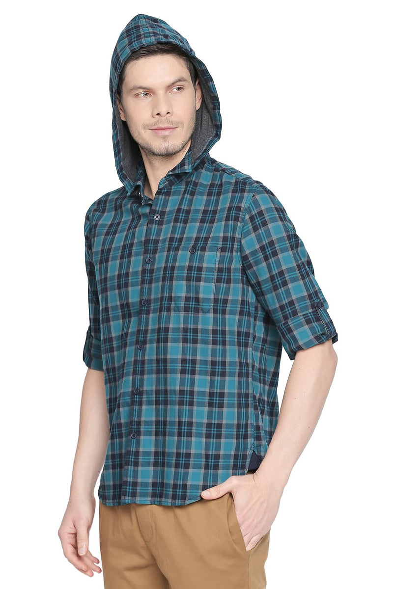 BASICS SLIM FIT TWILL CHECKS SHIRT