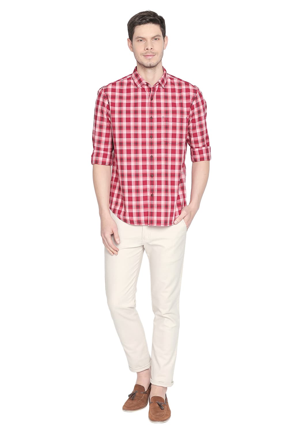 BASICS SLIM FIT CHECKS SHIRT