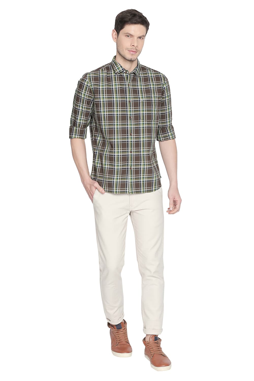 BASICS SLIM FIT CHECKS SHIRT