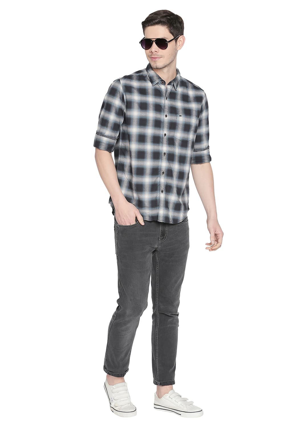 BASICS SLIM FIT CHECKS SHIRT