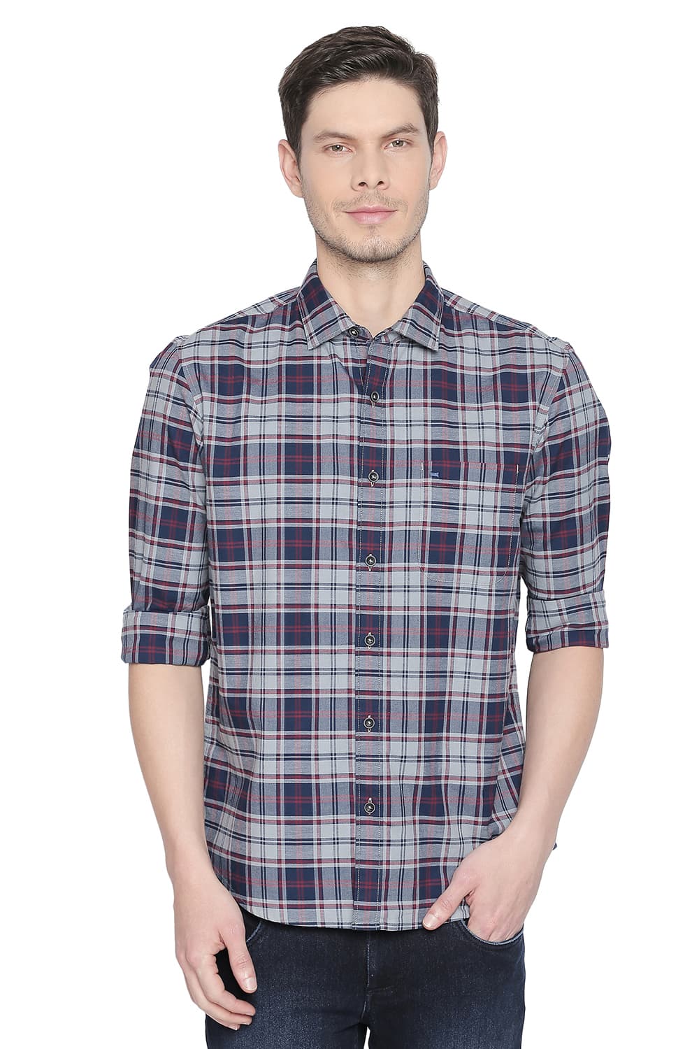 BASICS SLIM FIT CHECKS SHIRT