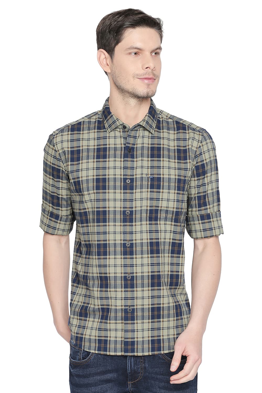 BASICS SLIM FIT CHECKS SHIRT