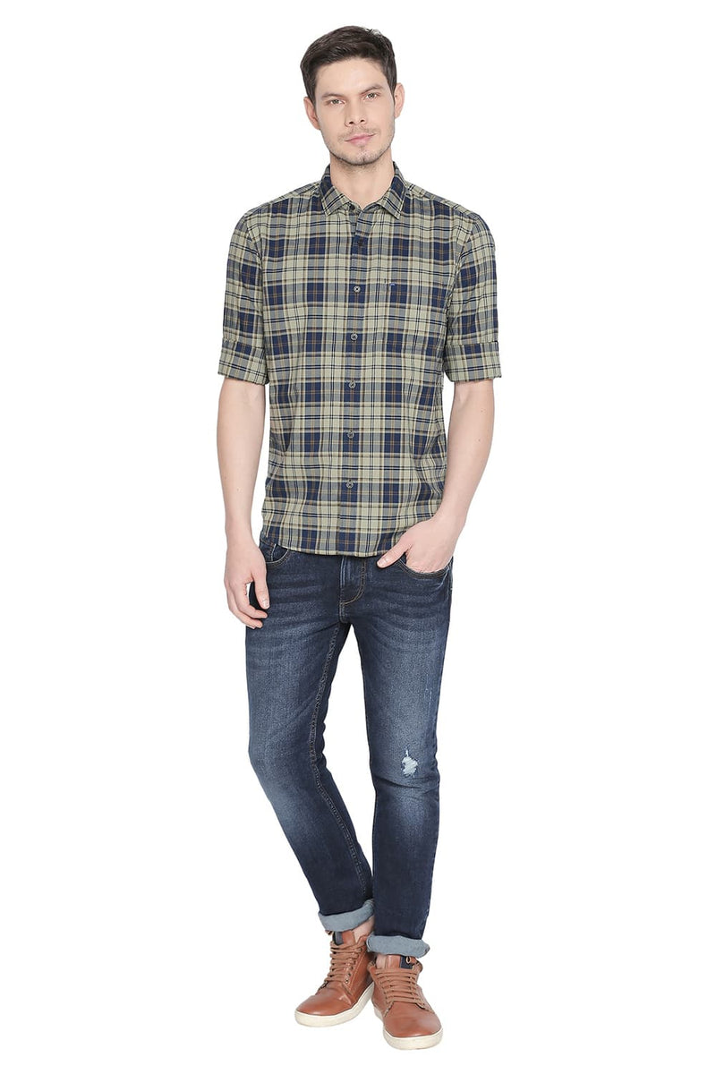 BASICS SLIM FIT CHECKS SHIRT