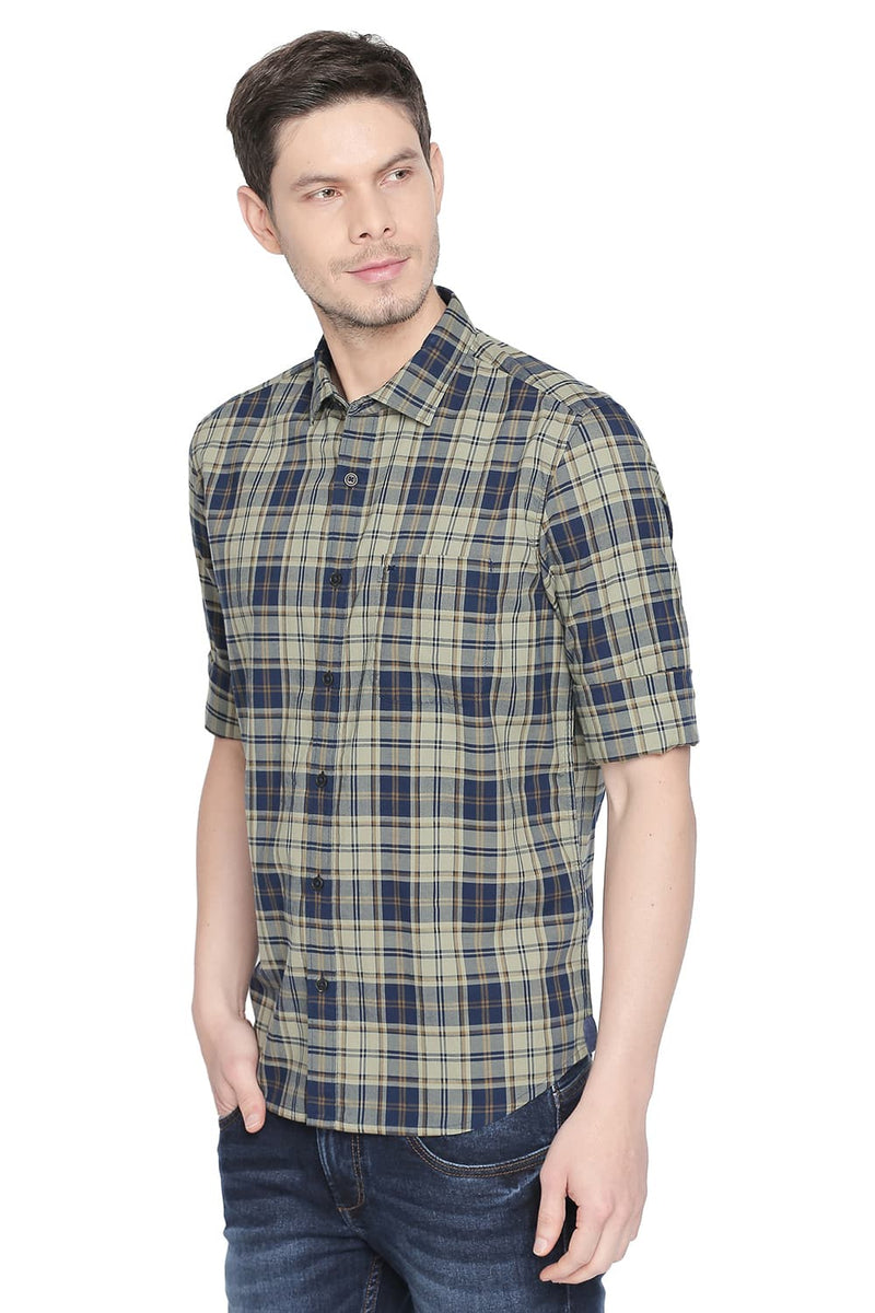 BASICS SLIM FIT CHECKS SHIRT