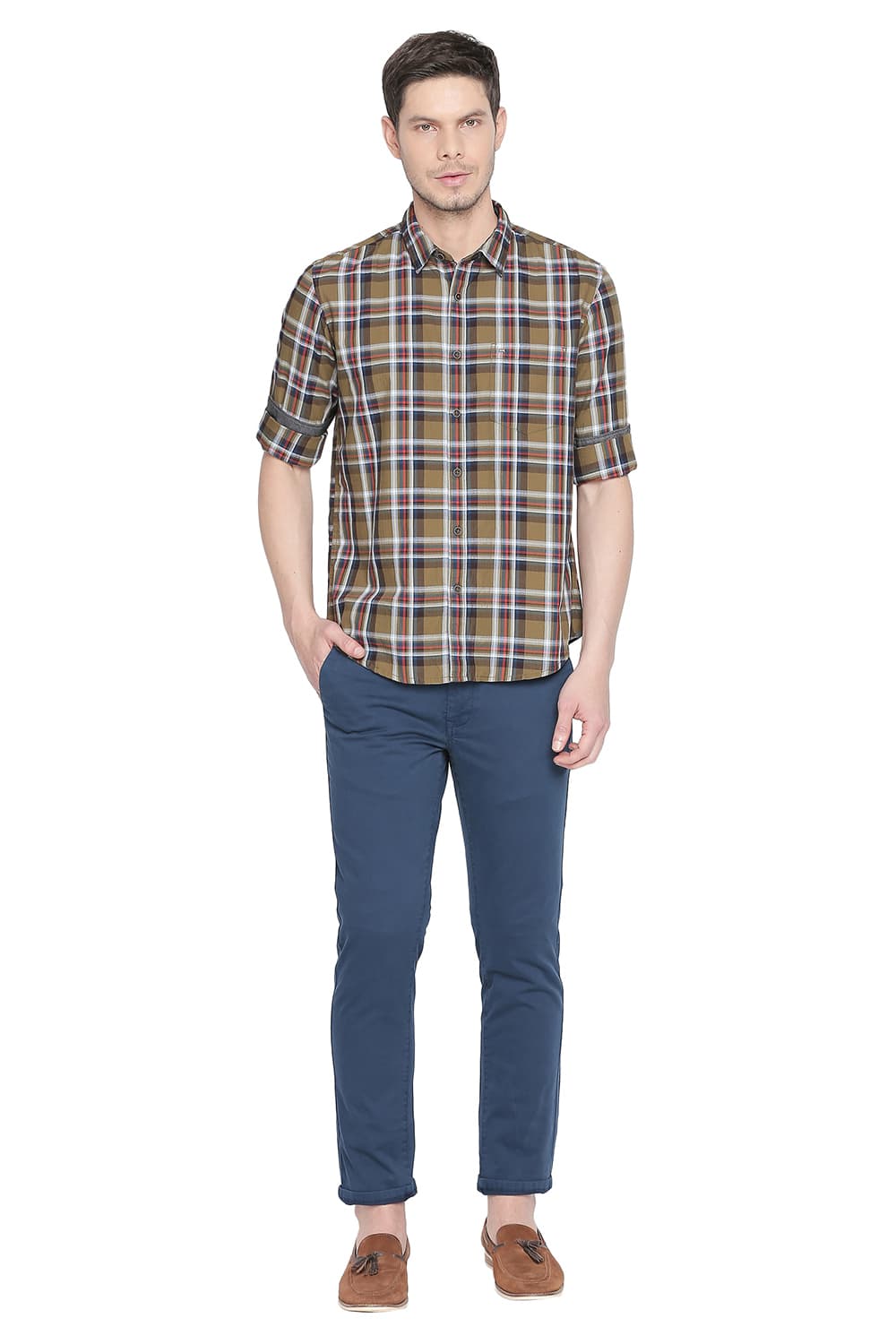 BASICS SLIM FIT CHECKS SHIRT