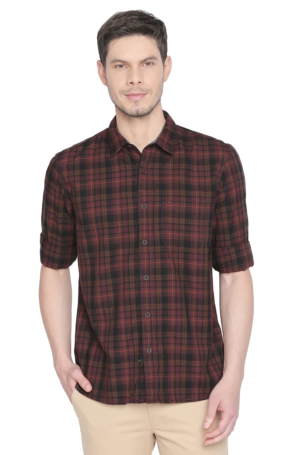 BASICS SLIM FIT CHECKS SHIRT