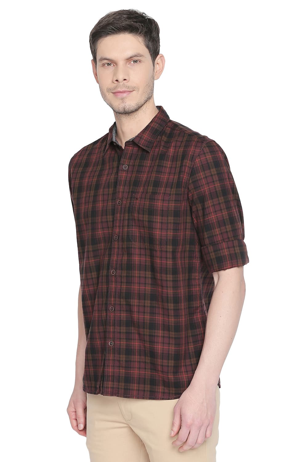 BASICS SLIM FIT CHECKS SHIRT