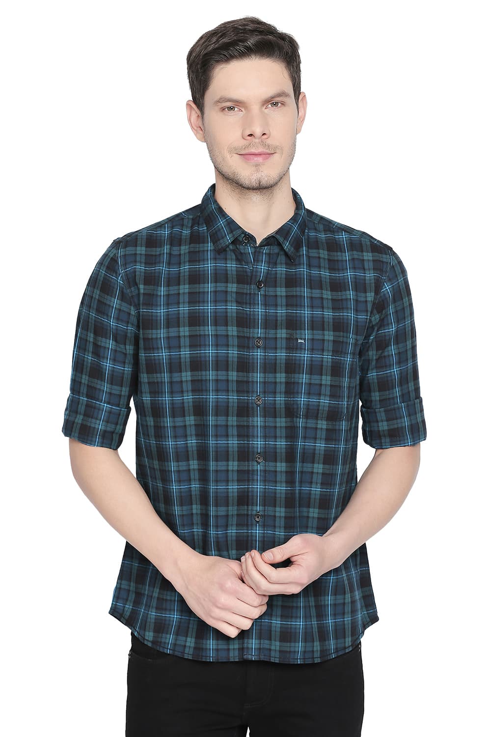 BASICS SLIM FIT CHECKS SHIRT