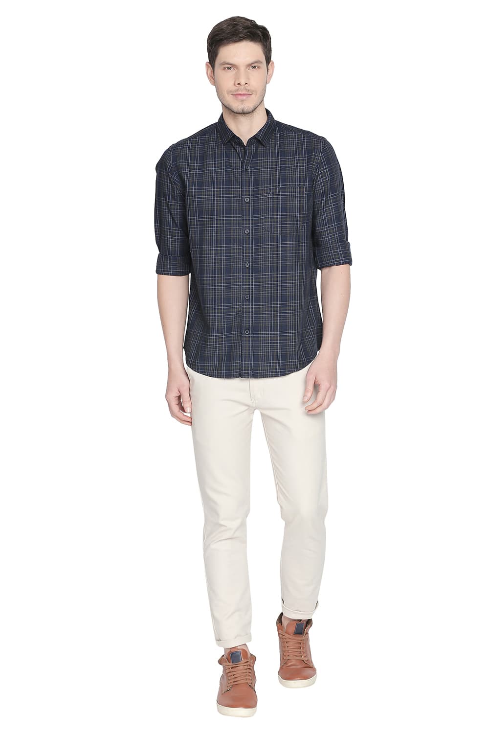 BASICS SLIM FIT CHECKS SHIRT