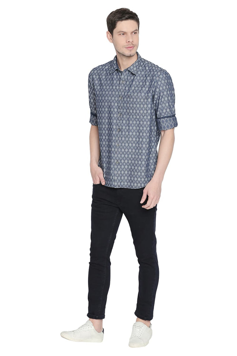 BASICS SLIM FIT JACQUARD SHIRT