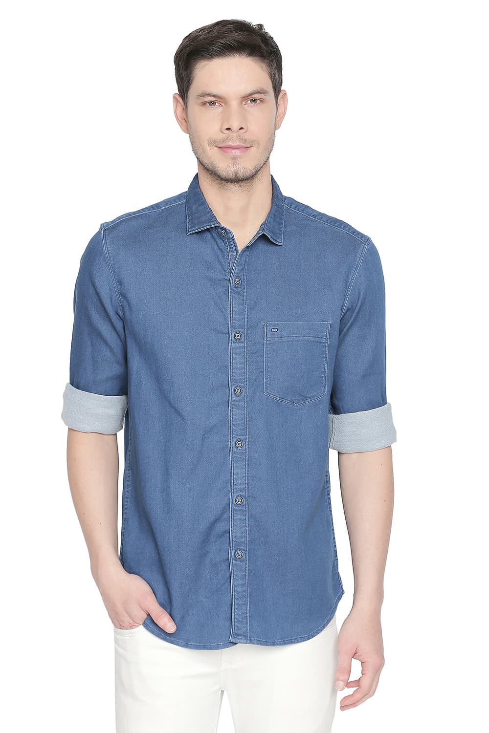 BASICS SLIM FIT INDIGO SHIRT