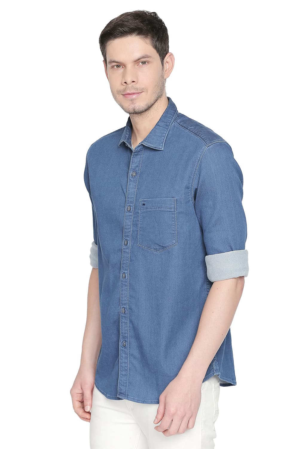 BASICS SLIM FIT INDIGO SHIRT