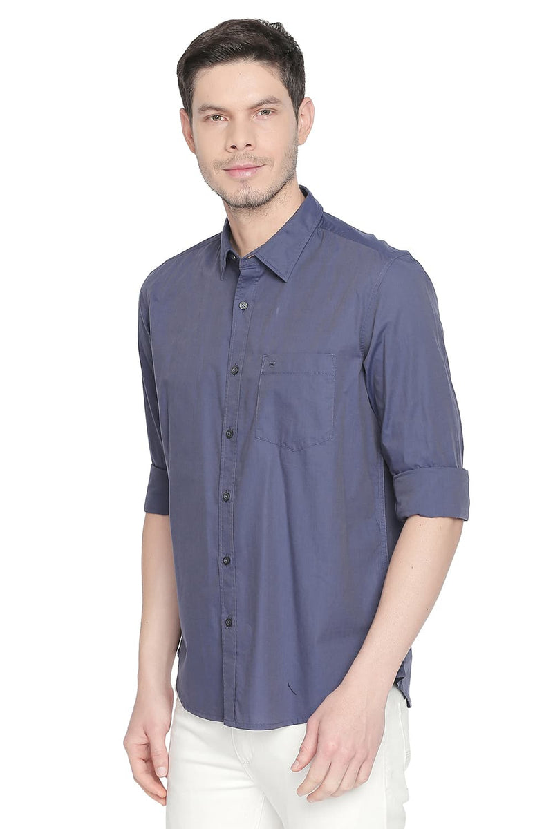 BASICS SLIM FIT TWO TONE SHIRT