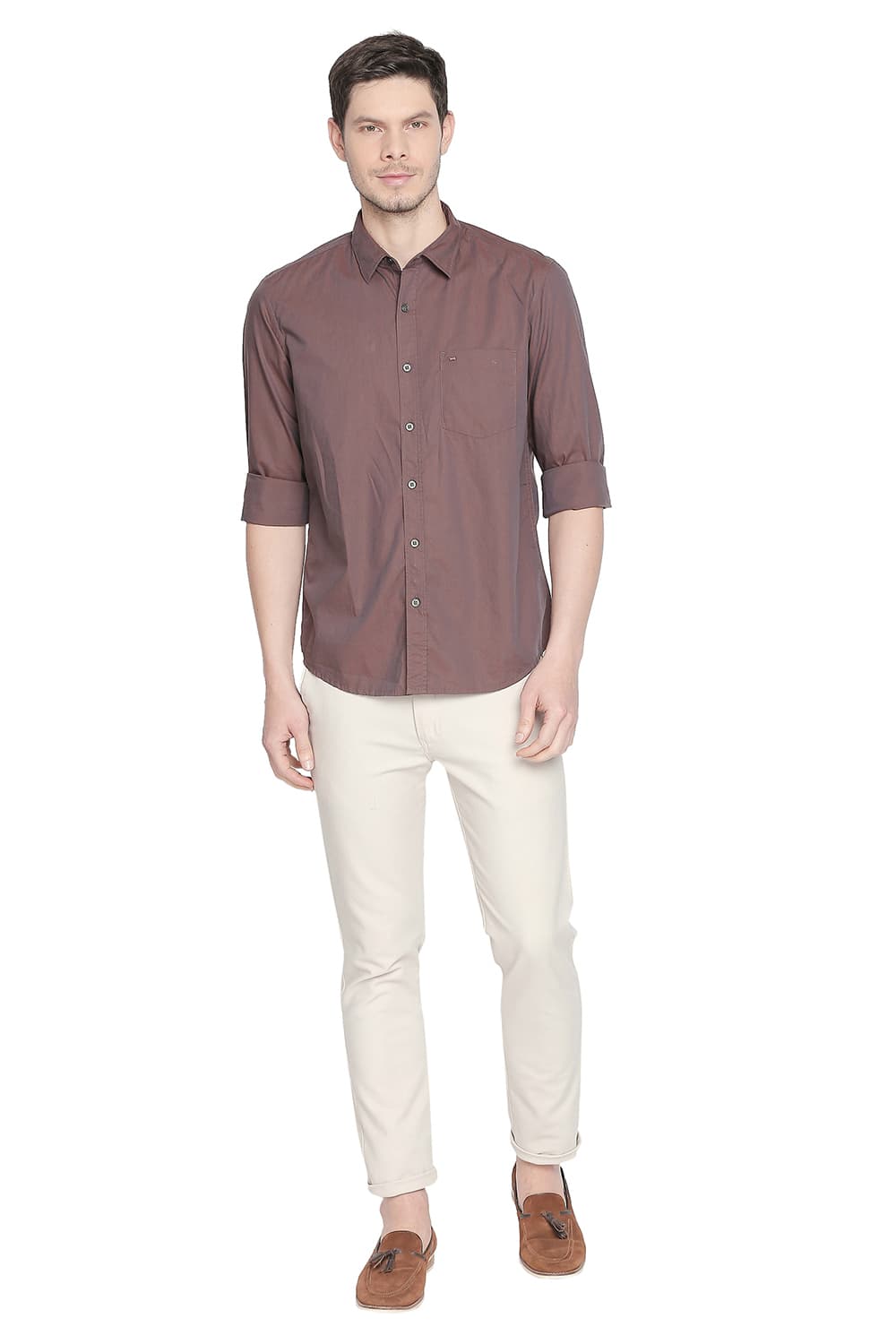 BASICS SLIM FIT TWO TONE SHIRT