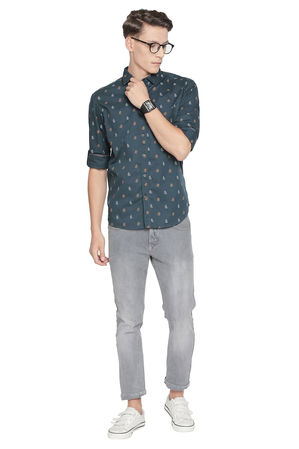 BASICS SLIM FIT PRINTED SHIRT