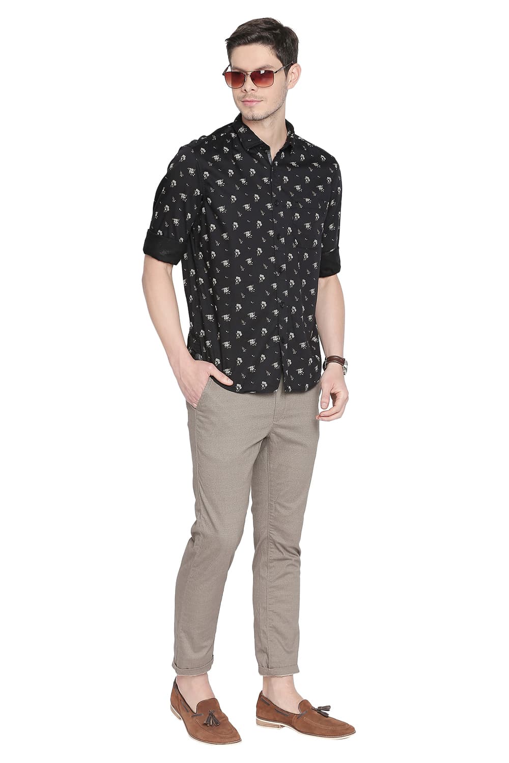 BASICS SLIM FIT PRINTED SHIRT