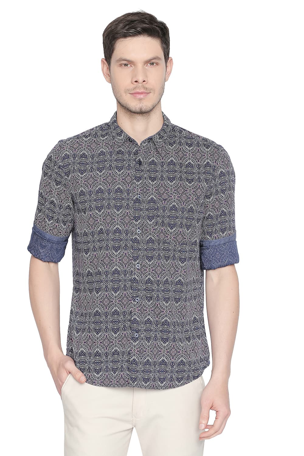 BASICS SLIM FIT PRINTED SHIRT