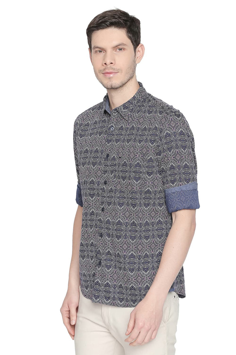 BASICS SLIM FIT PRINTED SHIRT