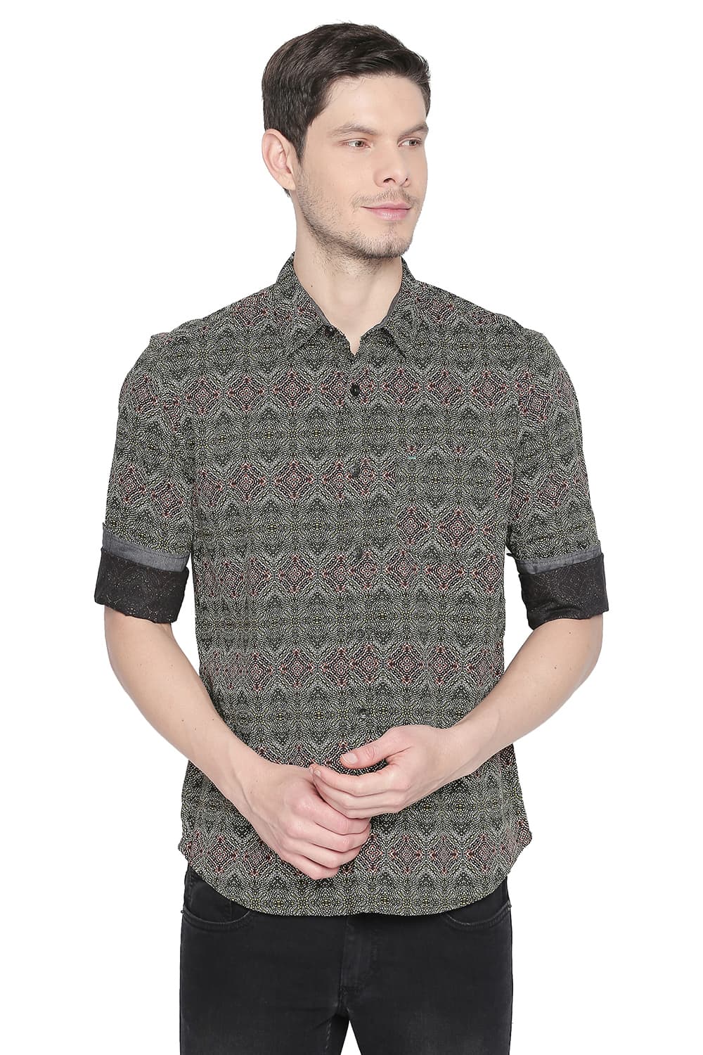 BASICS SLIM FIT PRINTED SHIRT